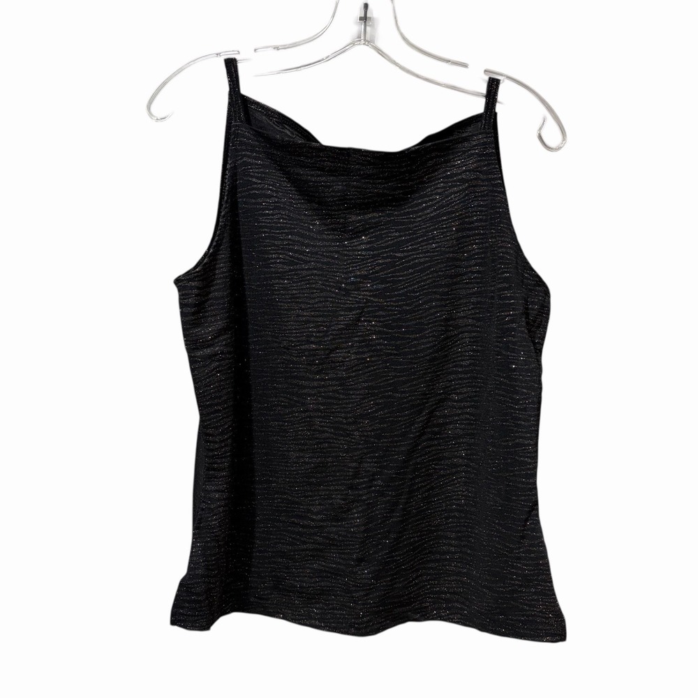 Vintage Y2K Fashion‎ Bug tank top Size Large Black Sparkles Party Zebra Print